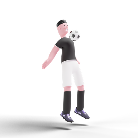 Jogador segura a bola com o peito  3D Illustration