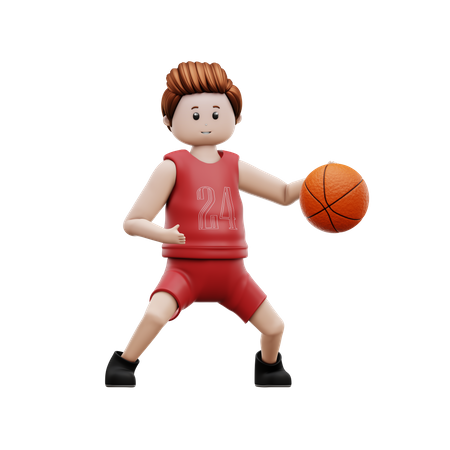 Jogador masculino driblando basquete  3D Illustration