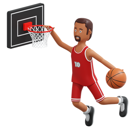 Slam Dunk do jogador profissional de basquete  3D Illustration