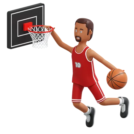 Slam Dunk do jogador profissional de basquete  3D Illustration