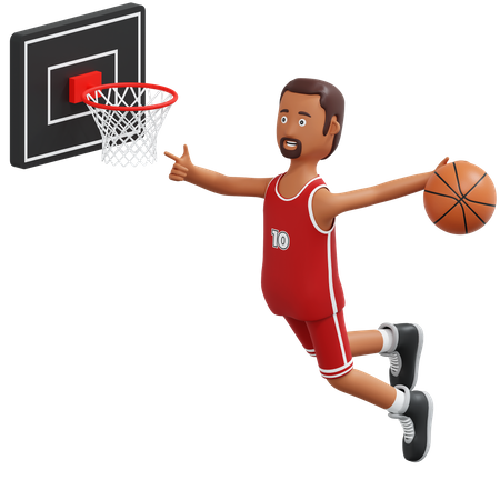 Jogador profissional de basquete salta e afunda  3D Illustration