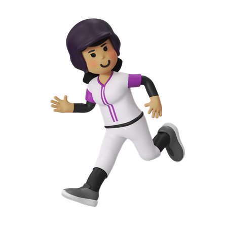 Garota jogadora de beisebol correndo  3D Icon