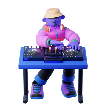 Tocando DJ  3D Illustration