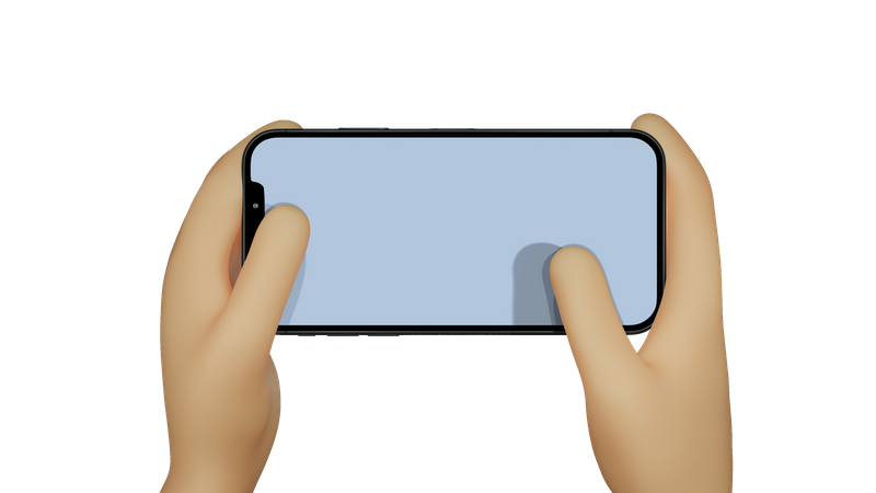 Jogue na cena isolada do celular para maquete, telefone nas mãos  3D Illustration