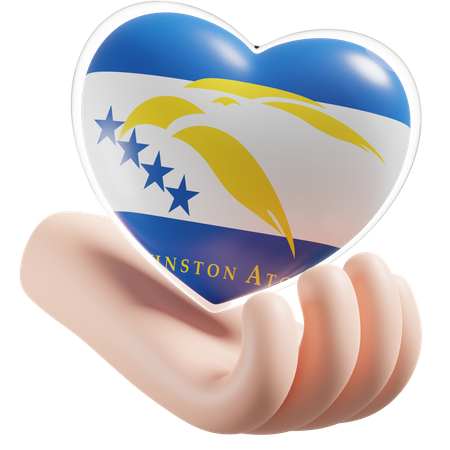 Johnston Atoll Flag Heart Hand Care  3D Icon