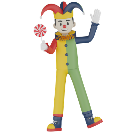 Joker mit Süßigkeiten  3D Illustration