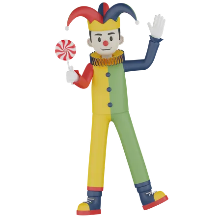 Joker mit Süßigkeiten  3D Illustration