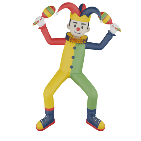 Joker Play Rattle  3D Illustration