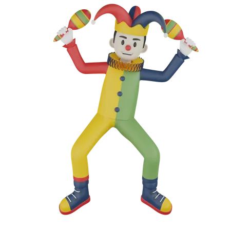 Joker Play Rattle  3D Illustration