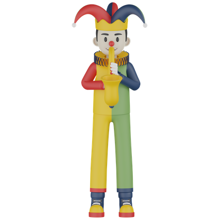 Joker Play Trumpet  3D Illustration