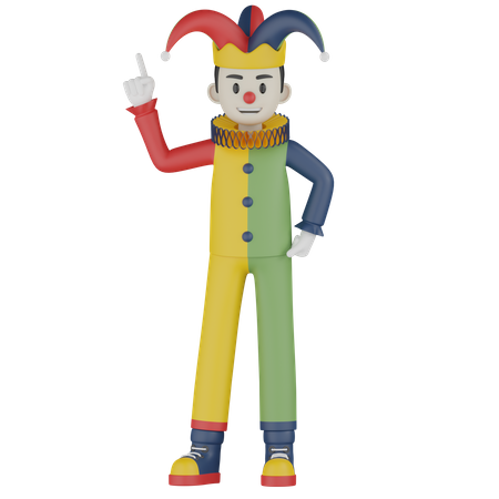 Joker Pointing Up  3D Illustration