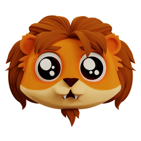 Joli lion triste emoji  3D Icon