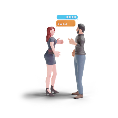 Jolie femme communiquant avec l'homme  3D Icon