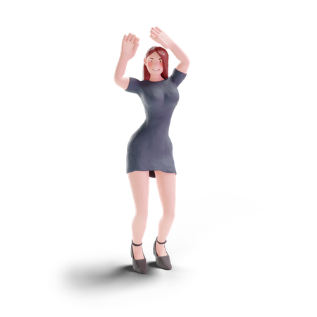Jolie femme dansant en robe de soirée  3D Illustration