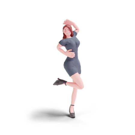 Jolie femme dansant en robe de soirée  3D Icon