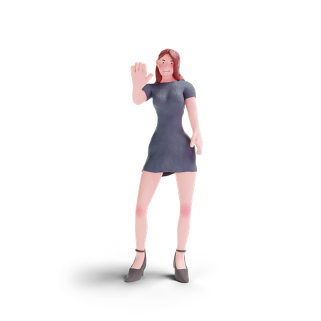 Jolie femme disant bonjour  3D Icon