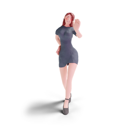 Jolie femme disant bonjour  3D Icon