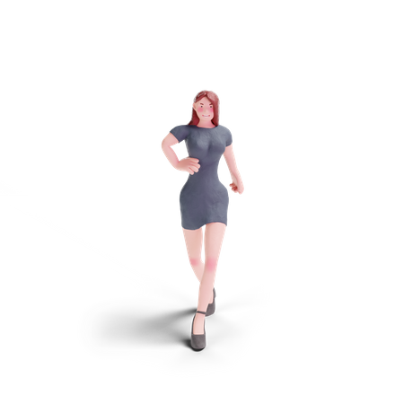 Jolie femme donnant une pose de marche  3D Illustration