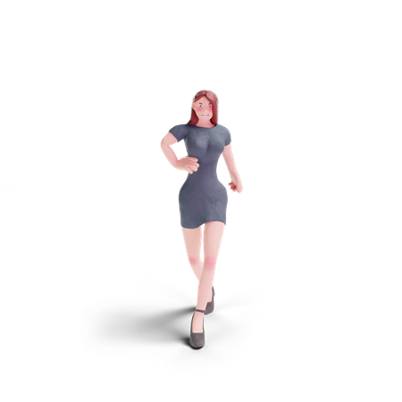 Jolie femme donnant une pose de marche  3D Icon