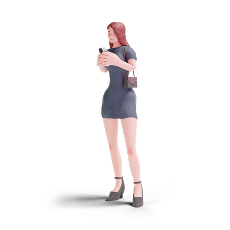 Jolie femme utilisant le téléphone  3D Icon