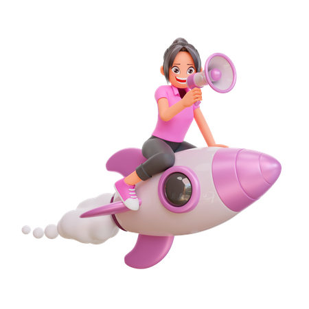 Jolie fille annonçant quelque chose  3D Icon