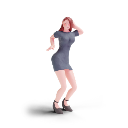 Jolie fille dansant en robe de soirée  3D Icon