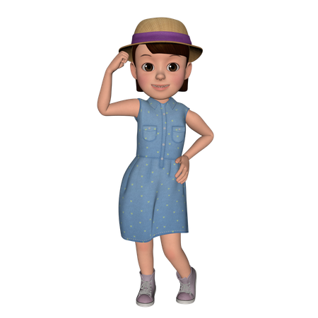 Jolie fille debout avec un chapeau  3D Icon