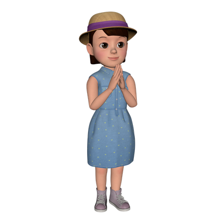 Jolie fille qui salue  3D Icon