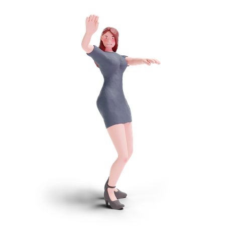 Jolie fille donnant une pose de danse  3D Icon
