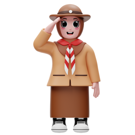 Jolie fille est habillée en uniforme indonésien et salue  3D Icon
