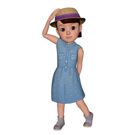 Jolie fille mettant la main sur le chapeau  3D Icon