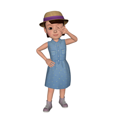 Jolie fille montrant une pose de victoire  3D Icon