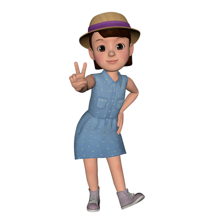 Jolie fille montrant une pose de victoire  3D Icon