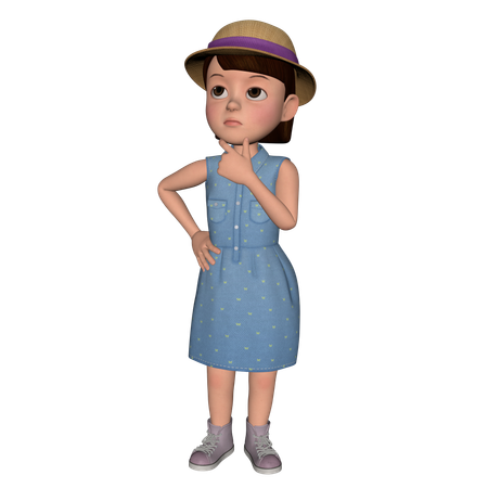 Jolie fille qui pense à quelque chose  3D Illustration