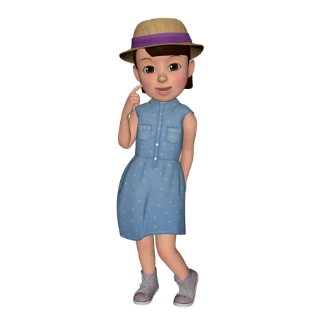 Jolie fille qui pense à quelque chose  3D Icon