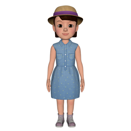 Jolie fille donnant une pose debout  3D Illustration