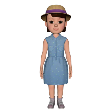 Jolie fille donnant une pose debout  3D Illustration