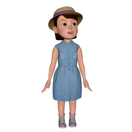 Jolie fille donnant une pose debout  3D Illustration