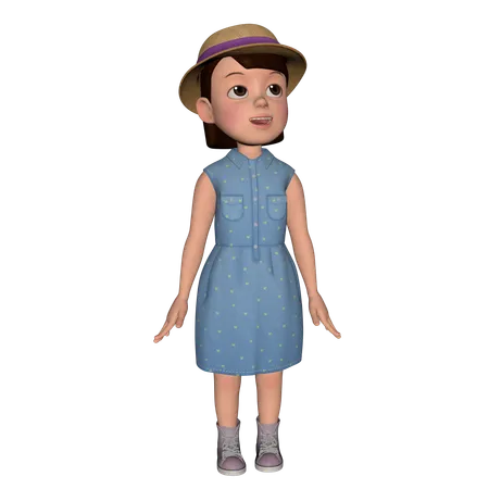 Jolie fille donnant une pose debout  3D Illustration