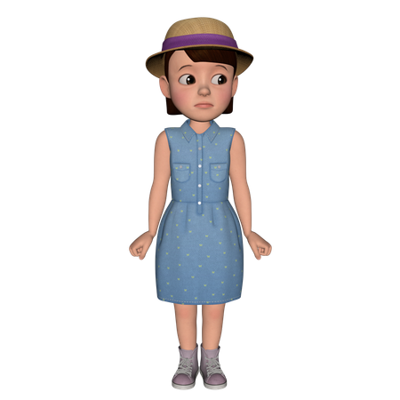 Jolie fille donnant une pose debout  3D Illustration