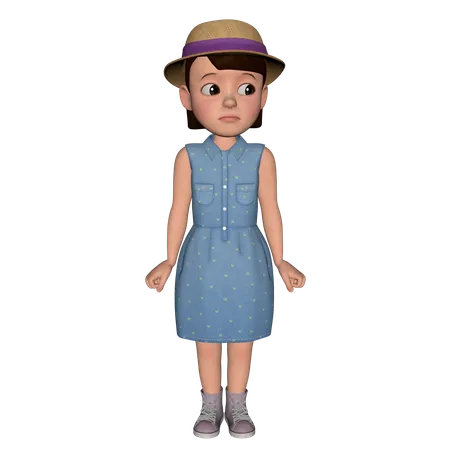 Jolie fille donnant une pose debout  3D Illustration