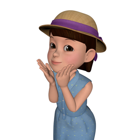 Fille mignonne donnant une pose choquante  3D Icon