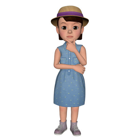 Jolie fille en train de réfléchir  3D Illustration