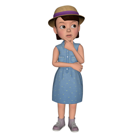 Jolie fille en train de réfléchir  3D Illustration