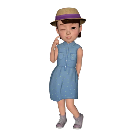 Jolie fille en train de réfléchir  3D Icon