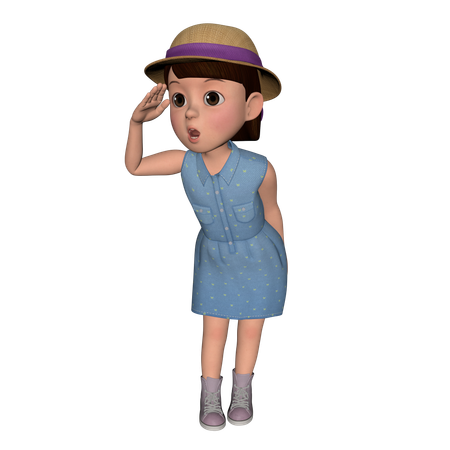 Fille mignonne prenant une pose effrayante  3D Illustration