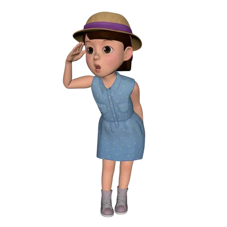 Fille mignonne prenant une pose effrayante  3D Illustration