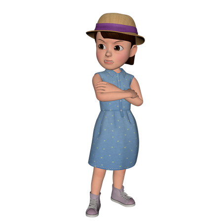 Jolie fille prenant une pose en colère  3D Icon