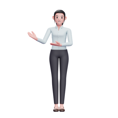 Femme d'affaires présentant quelque chose  3D Illustration