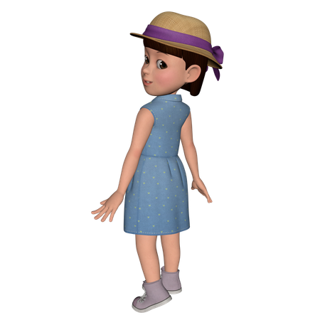 Jolie fille qui donne en retour  3D Illustration